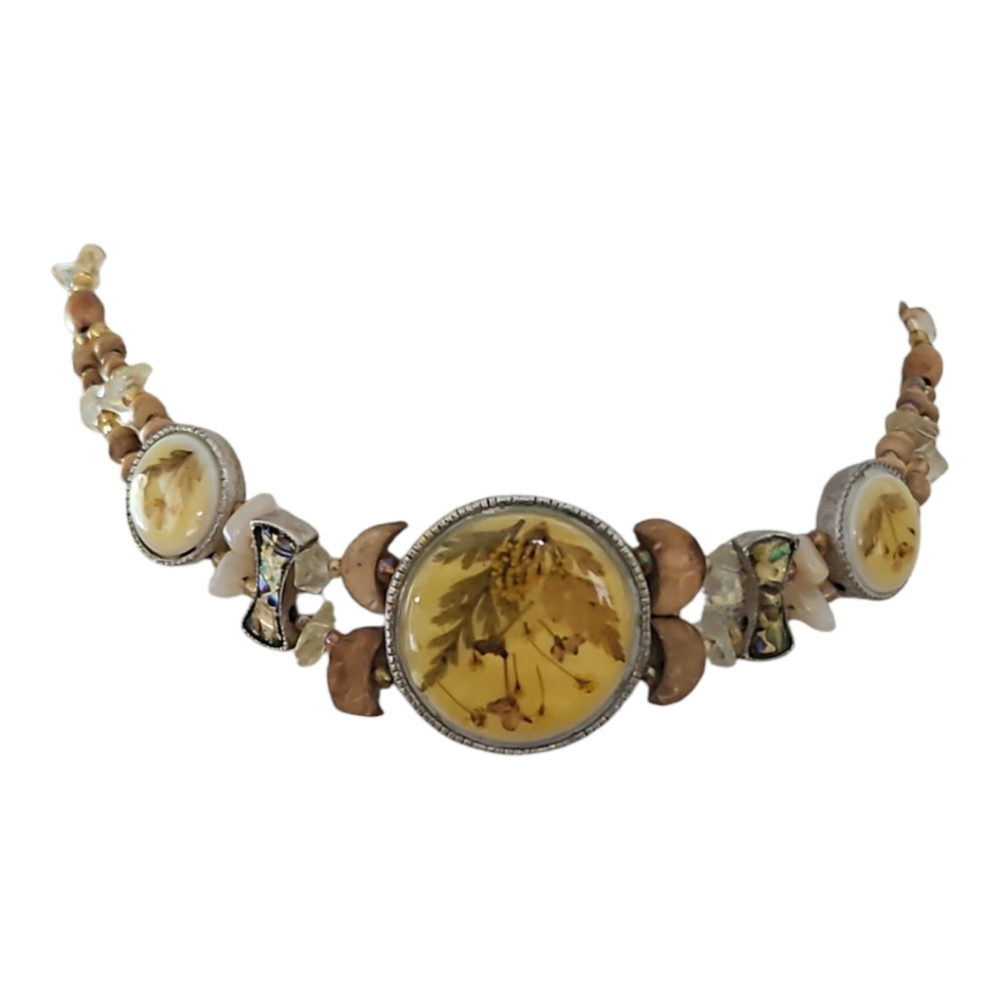 Floral Resin and Stone Vintage Choker - Picture 2 of 6